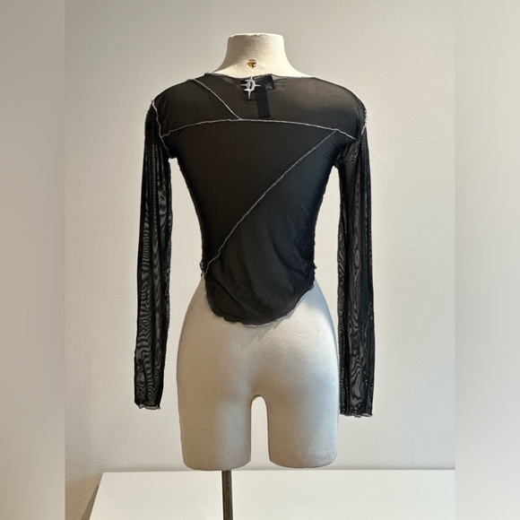 Dolls Kill Tops - DOLLS KILL X DARKER WAVES MESH BLACK TOP